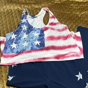 Patriotic Star Tank Top and Leggings Set